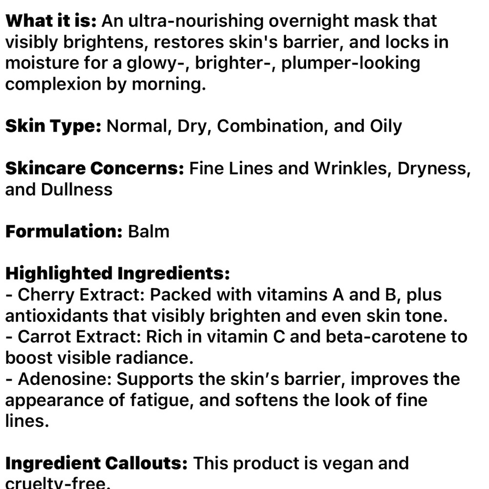 WISHFUL Pillowgasm Vitamin-Rich Cherry Glow Sleep Mask New FullSz - Picture 6 of 6